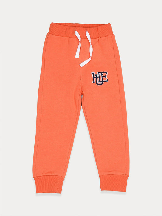 Boys Orange Fleece Slim Joggers