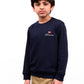 Kids Navy Blue Terry Full Sleeve Sweatshirt