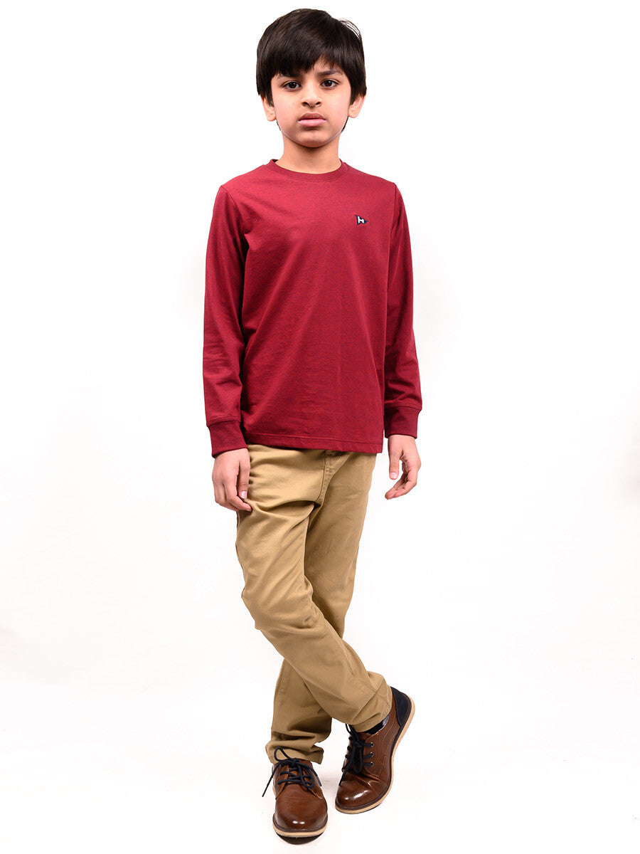 Kids Burgundy Terry Full Sleeve Sweatshirt