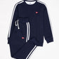 Kids Navy Blue Stripe Fleece Crew Sweatsuit