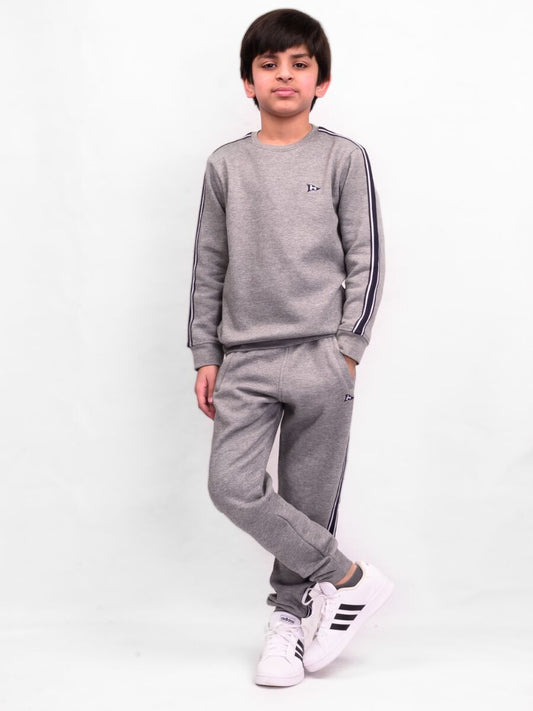 Kids Grey Fleece Crewneck Sweatsuit