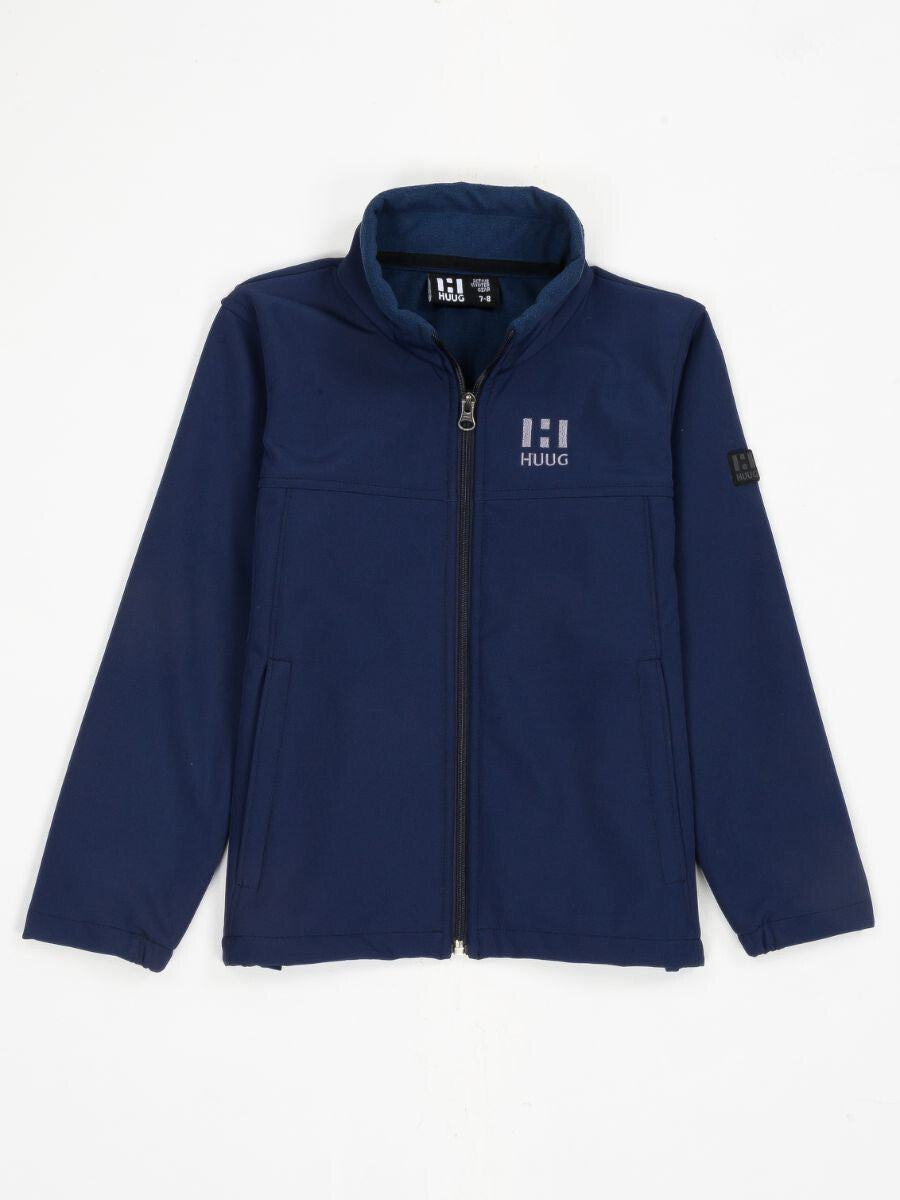 Navy Blue Stand Up Collar Soft Shell Kids Jacket