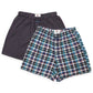 Men's Multi Woven Check Boxers Shorts With Button Fly Pack of 2