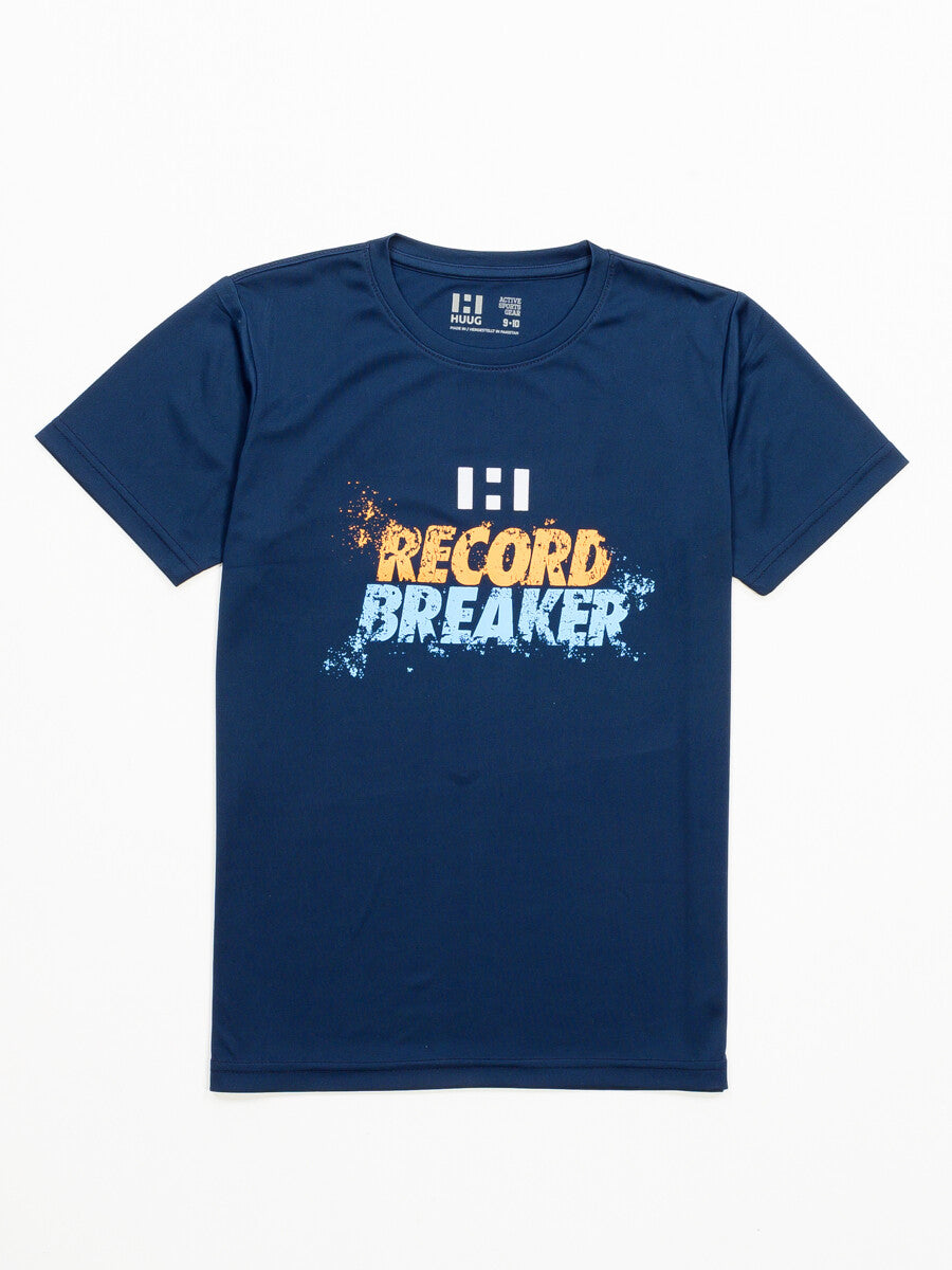 Kids Navy Blue Record Breaker Short Sleeve T-Shirt Crew Neck