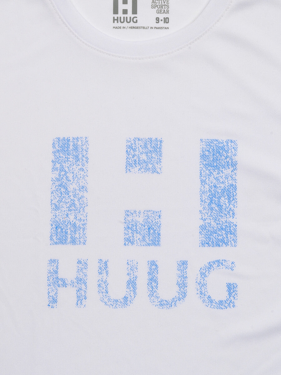 Kids White and Blue Short Sleeve T-Shirt Crew Neck
