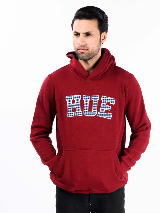 Burgundy Men Fleece Hooded Sweatshirt