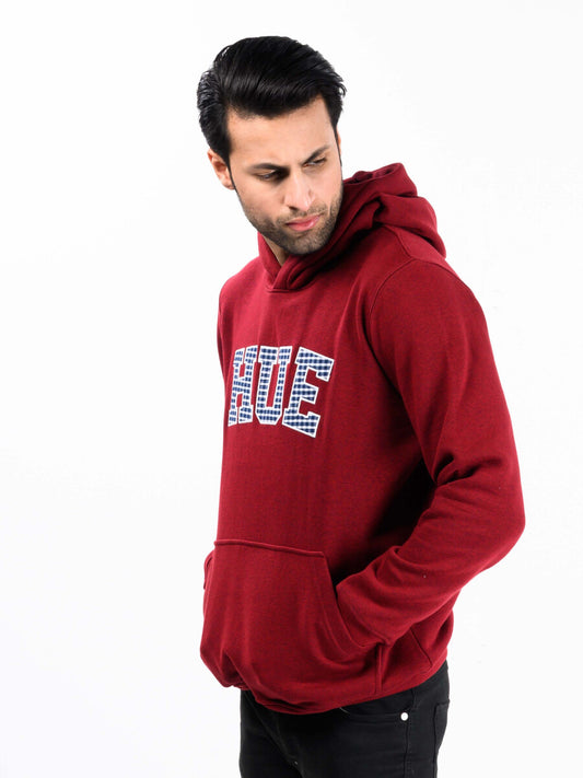 Burgundy Men Fleece Hooded Sweatshirt