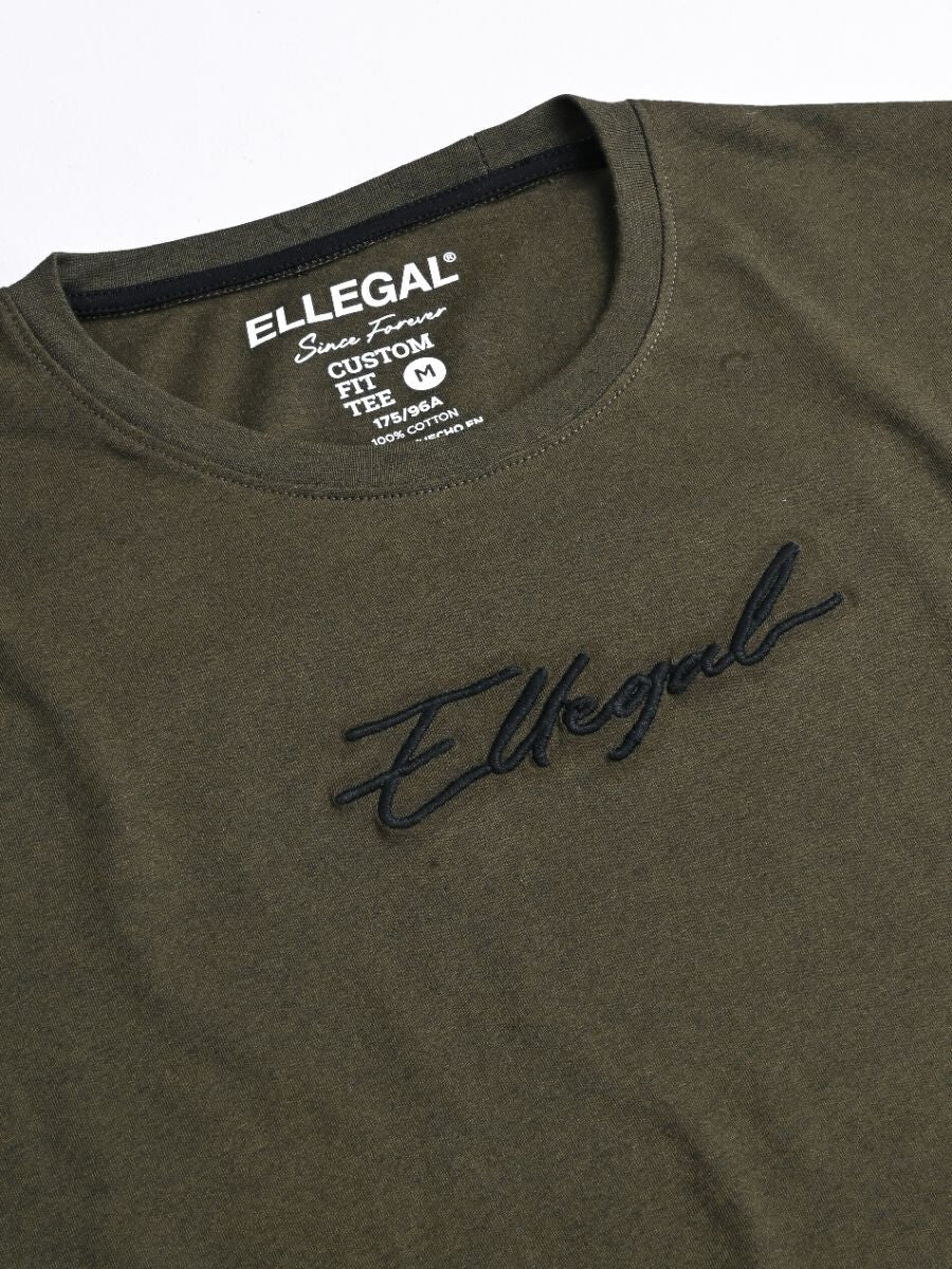 Cally Round Bottom Cotton Tee Shirt - Green Olive