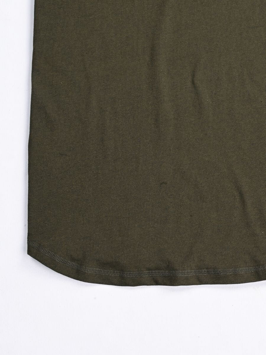 Cally Round Bottom Cotton Tee Shirt - Green Olive