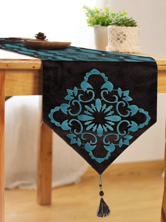 Damask Turquoise/Brown Table Runner