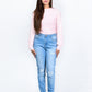 Light Blue Ripped Stretch Denim Jenna Jeans