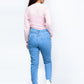 Light Blue Ripped Stretch Denim Jenna Jeans