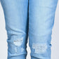 Light Blue Ripped Stretch Denim Jenna Jeans