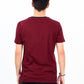 Men Burgundy & Black Cotton V-Neck Tee Shirt