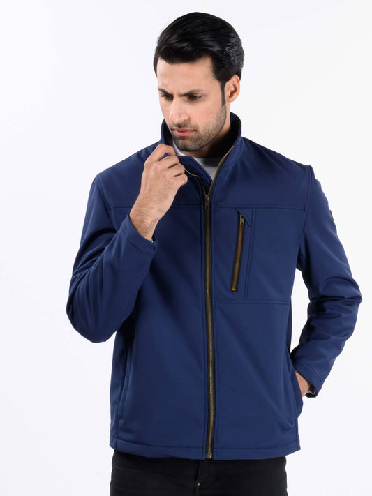 Men Navy Blue Softshell Jacket