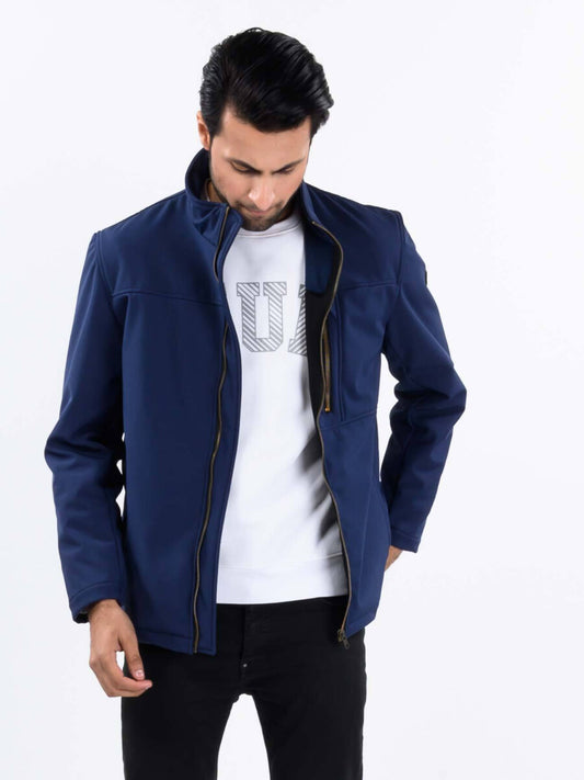 Men Navy Blue Softshell Jacket