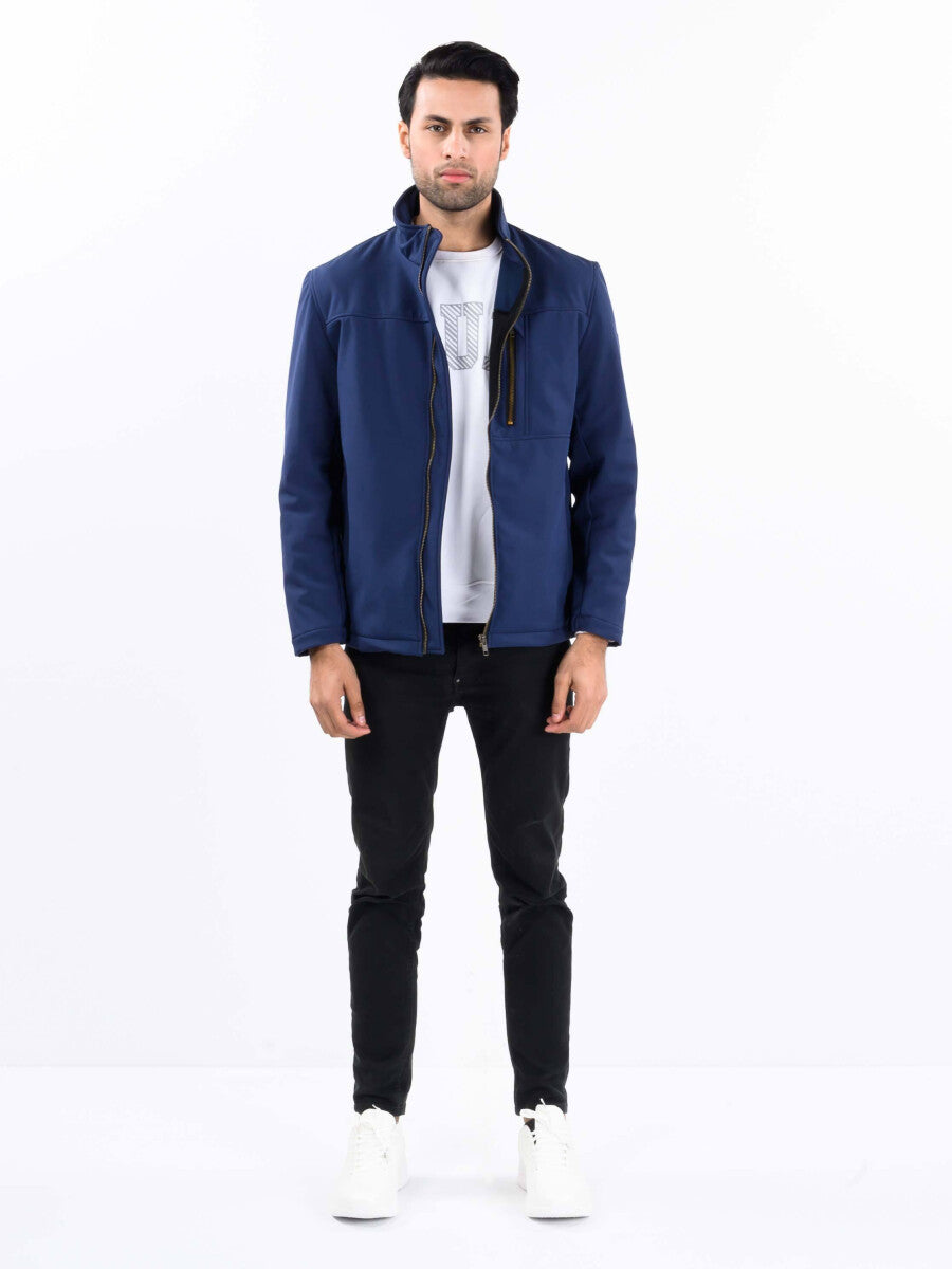 Men Navy Blue Softshell Jacket