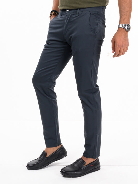 Men Space Blue Slim Fit Stretch Chino Pant