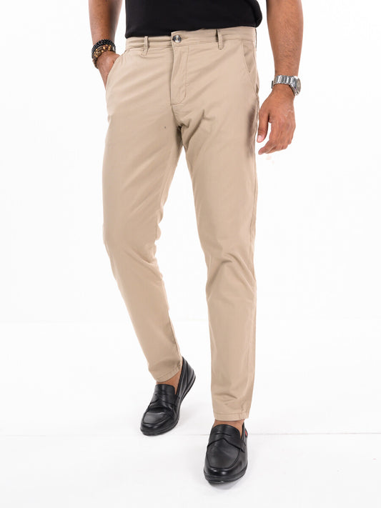 Men's Beige Slim Fit Stretch Chino Pant