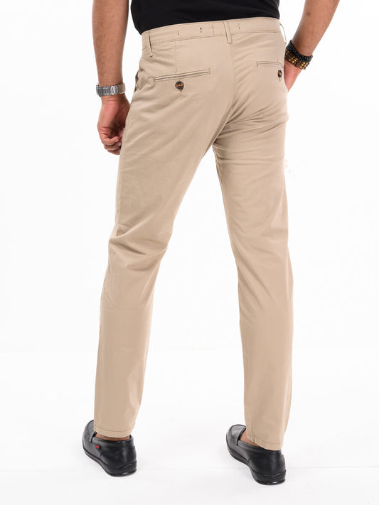 Men's Beige Slim Fit Stretch Chino Pant