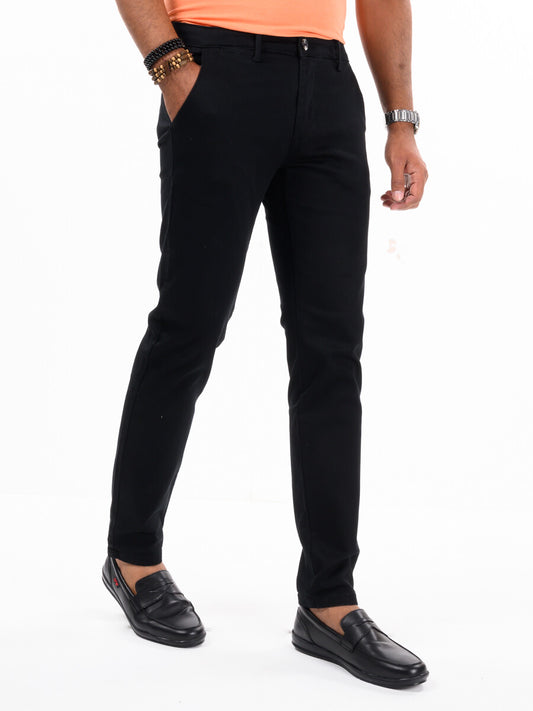 Men's Black Slim Fit Stretch Chino Pant