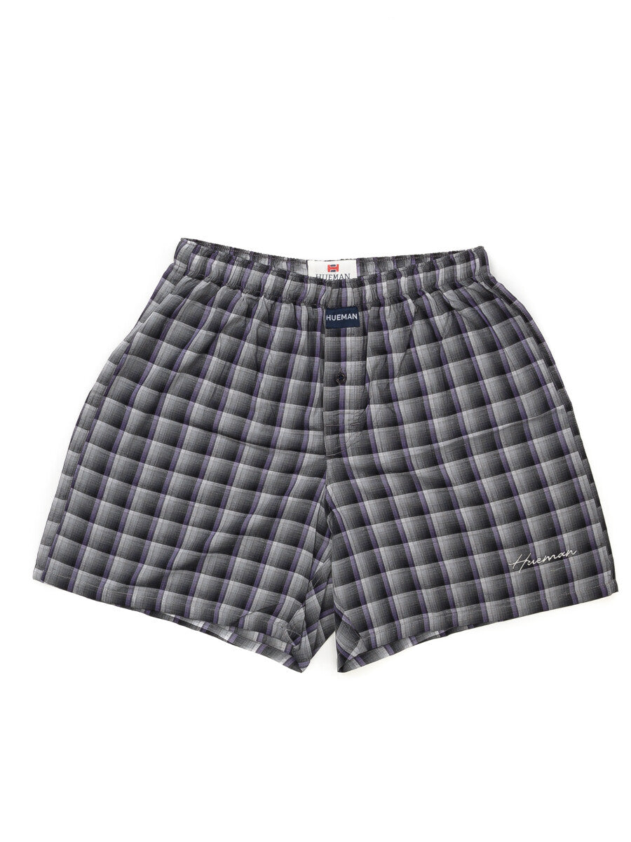 Men's Blue & Charcoal Woven Check Boxers Shorts With Button Fly Pack o –  Hueman
