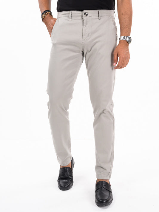 Men's Grey Slim Fit Stretch Chino Pant