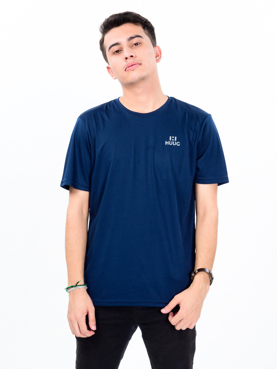 Men’s Navy Blue Custom Fit Crew Neck T-Shirt