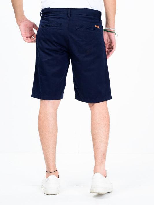 Men Navy Blue Slim Fit Chino Shorts