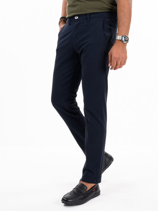 Men's Navy Blue Slim Fit Stretch Chino Pant