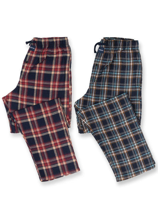 Men's Navy & Black Flannel Relaxed Winter Pajamas - Pack of 2