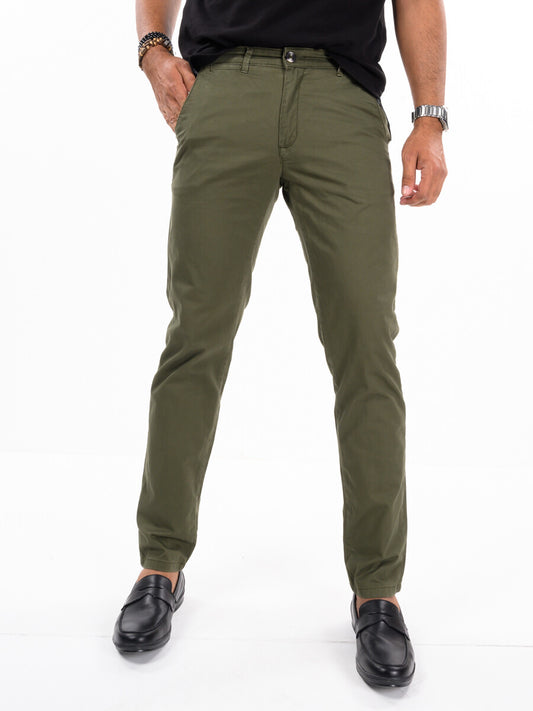 Men's Olive Slim Fit Stretch Chino Pant