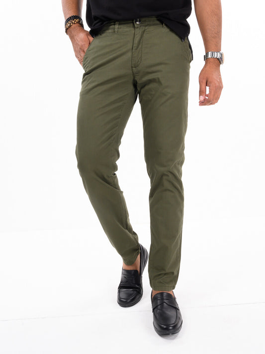 Men's Olive Slim Fit Stretch Chino Pant