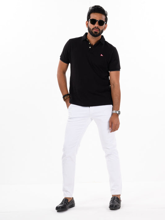 Men's White Slim Fit Stretch Chino Pant