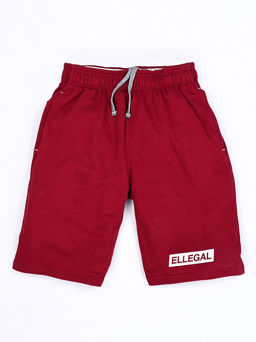 Men Burgundy Terry Jogger Shorts