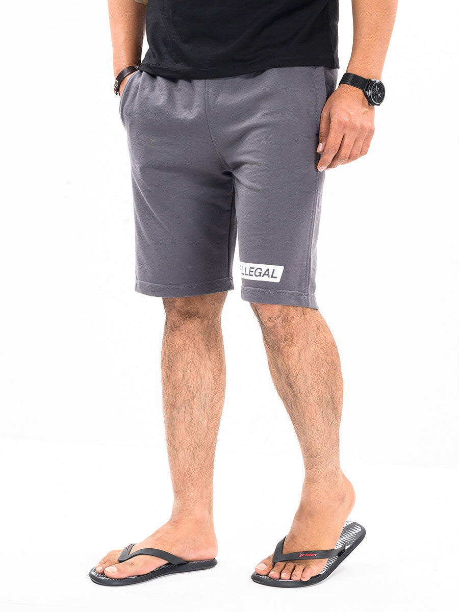 Men Dark Gray Terry Jogger Shorts