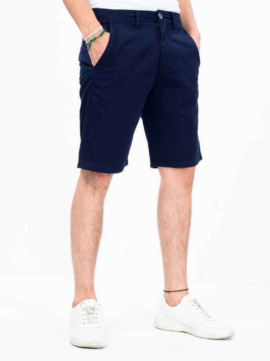 Men Navy Blue Slim Fit Chino Shorts
