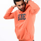 Orange Men Fleece Hooded Sweatshirt