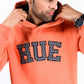 Orange Men Fleece Hooded Sweatshirt