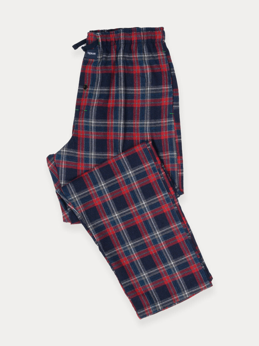 Red & Navy Flannel Relaxed Winter Pajamas - Pack of 2