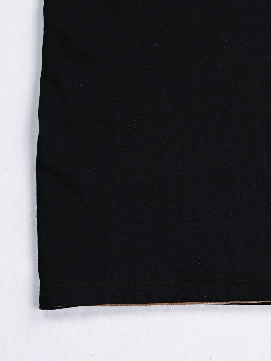 SF Applique Black Cotton Tee Shirt